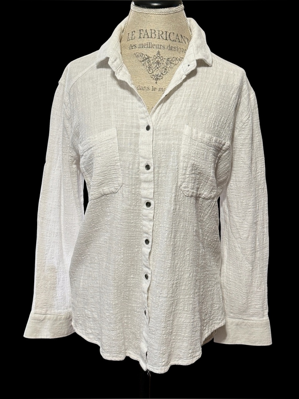 Billabong Long Sleeve Textured Button Down Shirt White Size Large